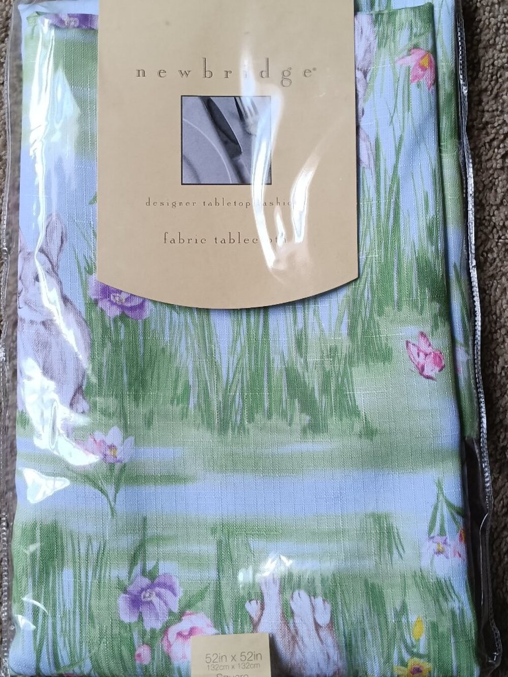Newbridge Bunny Meadow Spring Summer Square Fabric Tablecloth